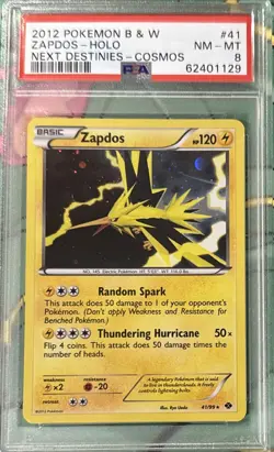Pokemon PSA 8 - Zapdos Holo Rare - Next Destinies Cosmos 41/99 - Pop 19 9 Higher - Image 1