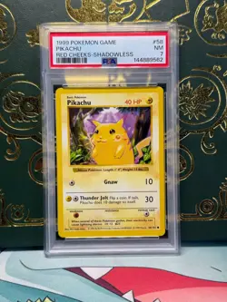 1999 POKEMON PIKACHU RED CHEEKS #58 SHADOWLESS PSA 7 NM - Image 1