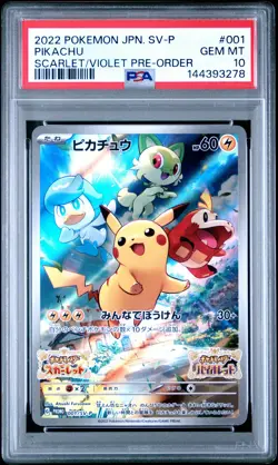 2022 POKEMON JPN SV PROMO SCARLET & VIOLET PRE-ORDER #001 PIKACHU PSA 10 - Image 1