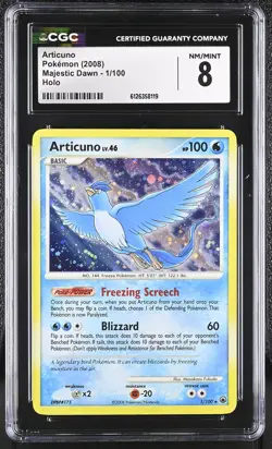 CGC 8 Articuno 2008 Majestic Dawn 1/100 Holo Pokemon Card - Image 1