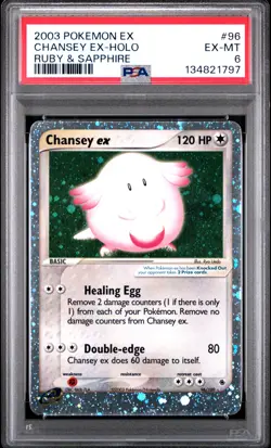 2003 POKEMON EX RUBY & SAPPHIRE #96 CHANSEY EX-HOLO PSA 6 - Image 1
