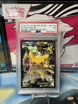Pokemon Pikachu EX XY Black Star Promo Full Art Holo Basic 130HP XY124 PSA 7 - Image 1