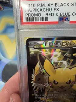 Pokemon Pikachu EX XY Black Star Promo Full Art Holo Basic 130HP XY124 PSA 7 - Image 4