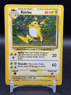 Raichu 14/102 Holo Rare 1999 Base Set Pokemon English WOTC MP - Image 1