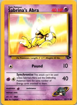 Pokemon TCG Sabrinas Abra 93/132 Gym Challenge LP - Image 1