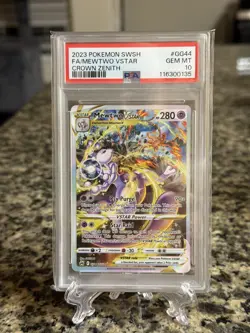 Pokemon Mewtwo VSTAR GG44/GG70 Crown Zenith Galarian Gallery PSA 10 Holo - Image 1