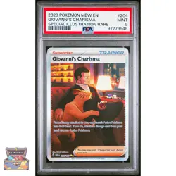 GIOVANNI'S CHARISMA SPECIAL ILLUSTRATION RARE 204 POKEMON MEW S&V 151 2023 PSA 9 - Image 1