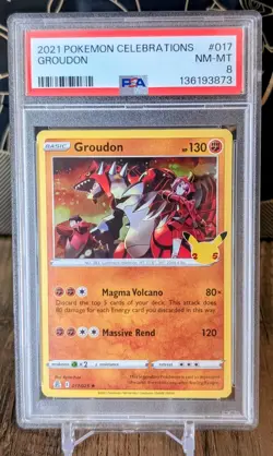 2021 Pokemon Celebrations #17 Groudon PSA 8 NM-MT - Image 1