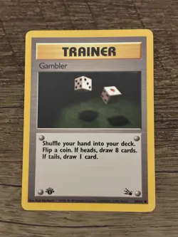 Pokemon TCG Gambler Trainer Fossil 1st Edition 60/62 Regular English - Image 1