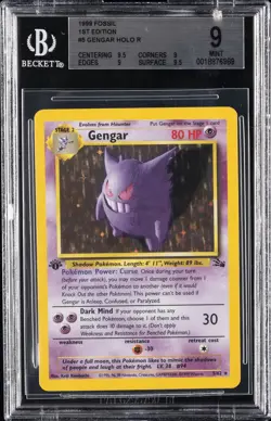 1999 POKEMON FOSSIL 1ST ED #5 GENGAR-HOLO BGS 9 - Image 1
