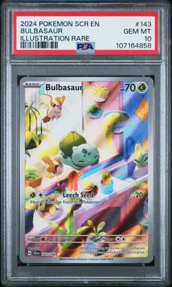 2024 Pokemon Stellar Crown Bulbasaur #143 Illustration Rare PSA 10 GEM MINT - Image 1