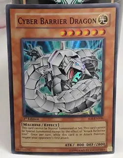 Yugioh Cyber Barrier Dragon SOI-EN006 Super Rare 1st Ed NM - Image 1