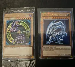 QCR Blue-Eyes White Dragon Dark Magician Quarter Century Yugioh Original Artwork - Image 1