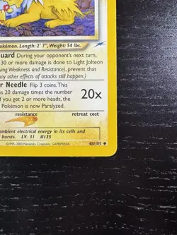 Pokemon Light Jolteon 70 HP 48/105 Neo Destiny Uncommon Regular English Card HP - Image 5