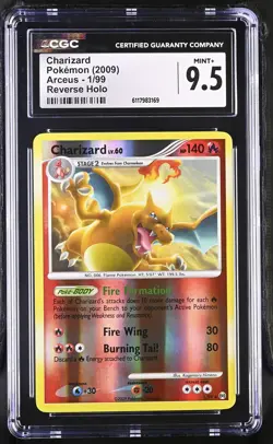 CGC 9.5 MINT+ Charizard 2009 Arceus 1/99 Reverse Holo Pokemon Card - Image 1
