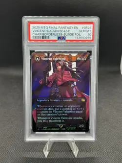 2025 MTG FF EN #0528 Vincent Valentine/Galian Beast Borderless Surge Foil PSA 10 - Image 1