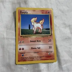 Pokemon Ponyta Base Set 060/102 Regular Common 40 HP Trading Card - Image 1