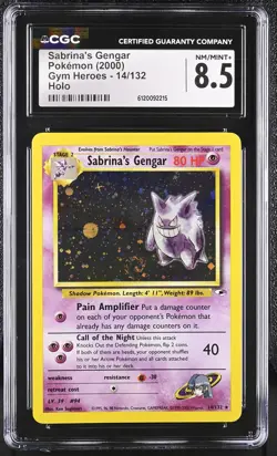 SABRINA'S GENGAR Gym Heroes Holo Rare #14 CGC 8.5 Vintage Pokemon *SWIRL* - Image 1