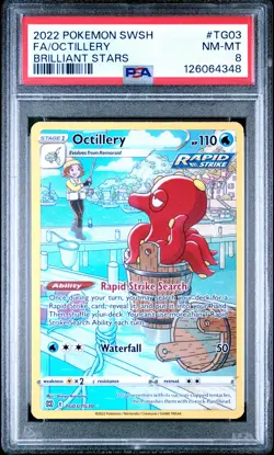 2022 POKEMON SWORD & SHIELD BRILLIANT STARS #TG03 FULL ART/OCTILLERY PSA 8 - Image 1