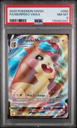 2020 POKEMON SWORD & SHIELD #080 FULL ART/MORPEKO VMAX PSA 8 - Image 1