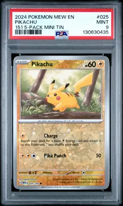 2024 POKEMON MEW EN-151 151 5-PACK MINI TIN #025 PIKACHU PSA 9 - Image 1
