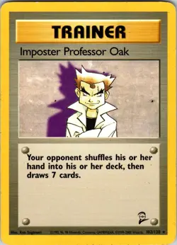 Imposter Professor Oak 102/130 Base Set 2 Pokemon MP Normal - Image 1
