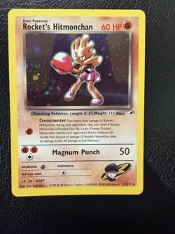 Pokemon TCG Rocket's Hitmonchan Gym Heroes Holo Rare 11/132 NM - Image 1