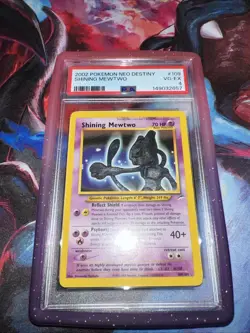 Pokemon 2002 TCG Shining Mewtwo Neo Destiny Holo Card 109 PSA 4 VG-EX - Image 1
