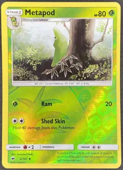 Pokemon - Metapod - 2/147 - Burning Shadows - Reverse Holo - NM/M - Image 1