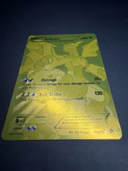 2013 Pokemon Black & White Legendary Treasures Zekrom Gold 115/113 Secret Rare - Image 5