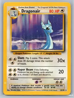 Dragonair 18/102 Rare Base Set Unlimited Pokemon Mitsuhiro Arita NM - Image 1
