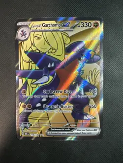 Pokemon TCG Holo Ultra Rare Cynthia’s Garchomp EX Pokemon Card 215/182 - Image 1