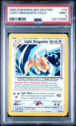 2002 POKEMON NEO DESTINY #14 LIGHT DRAGONITE-HOLO PSA 9 - Image 1