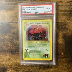 Pokemon Gym Heroes Erika's Vileplume Holo 5/132 PSA 8 NM-MT with SWIRL! WOTC! - Image 2