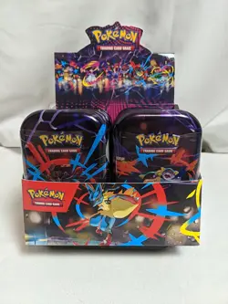 Pokemon TCG Mega Evolution - Mega Heroes Mini Tin - Display of 10 Sealed Tins - Image 1