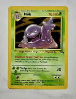 Muk 1999 Pokemon Game Fossil Unlimited Holo Rare #13/62 * Near Mint - Image 1