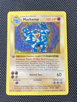 Machamp 008/102 Base Set 1st Edition Shadowless Holo Pokemon WOTC HP - Image 1
