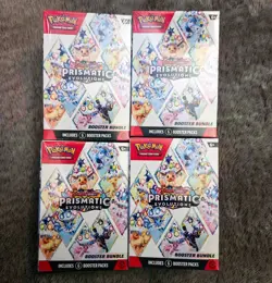 Lot of 4 Pokemon TCG Scarlet & Violet Prismatic Evolutions Booster Bundle Box - Image 1