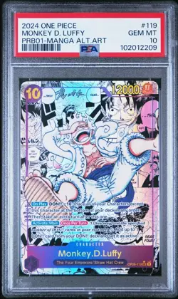 2024 One Piece PRB01 Premium Booster Card 119 Monkey.D.Luffy Manga Alt PSA 10 - Image 1