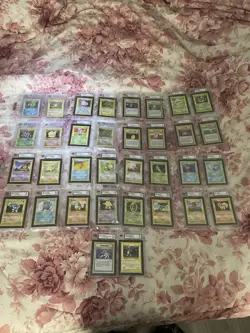 Lot Of 34 Graded Shadowless Pokemon Cards - Image 1