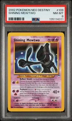 2002 POKEMON NEO DESTINY #109 SHINING MEWTWO PSA 8 - Image 1