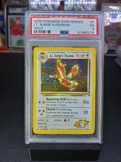 PSA 5 EX-MT Lt. Surge’s Fearow 7/132 2000 Pokemon Gym Heroes Holo 🌀 SWIRL 🌀 - Image 1