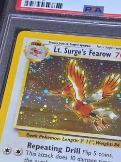 PSA 5 EX-MT Lt. Surge’s Fearow 7/132 2000 Pokemon Gym Heroes Holo 🌀 SWIRL 🌀 - Image 3