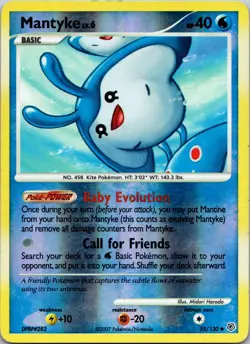 Mantyke 55/130 Diamond and Pearl Reverse Holo Pokemon TCG MP - Image 1