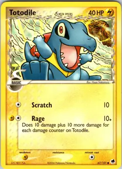 Totodile (Delta Species) 67/101 Dragon Frontiers Pokemon TCG LP Normal - Image 1