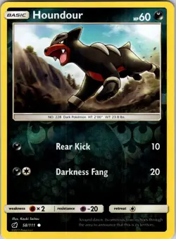 Houndour 58/111 SM - Crimson Invasion Pokemon NM/LP Reverse Holo - Image 1