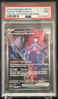 2025 Pokemon Destined Rivals Team Rocket's Mewtwo ex #231/182 PSA 9 - Image 1