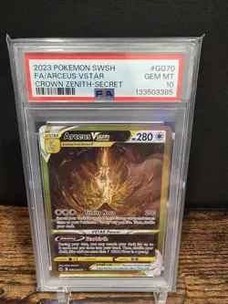 PSA 10 2023 POKEMON SWORD AND SHIELD CROWN ZENITH | SECRET ARCEUS VSTAR GG70 - Image 1