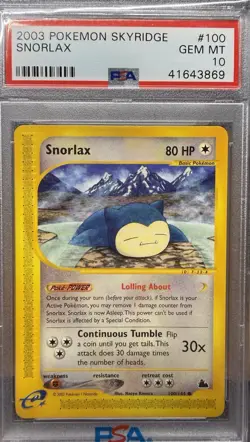 Skyridge Snorlax 100/144 2003 Pokemon TCG Non-Holo Rare Gem Mint 10 - Image 1
