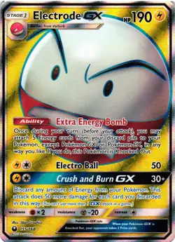 Pokemon TCG Electrode GX (Full Art) Ultra Rare SM Celestial Storm 155/168 NM - Image 1